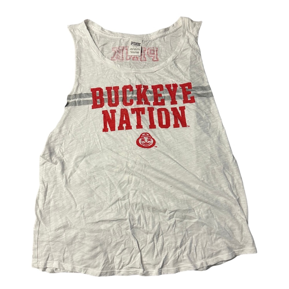 VS PINK | Ohio State OSU Buckeyes White Muscle Tank Top | Y2K 2010s Campus Style